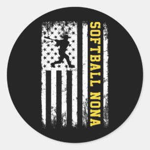 Softball Nona Vintage Usa Amerikansk Flagga  Runt Klistermärke