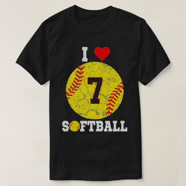 Softball nummer nummer 7 Softball Älskare Gift-Vin T Shirt (Design framsida)