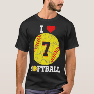 Softball nummer nummer 7 Softball Älskare Gift-Vin T Shirt