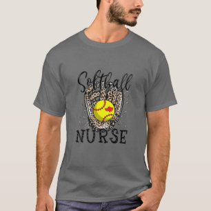 Softball Nurse Leopard Game Day Softball Älskare m T Shirt