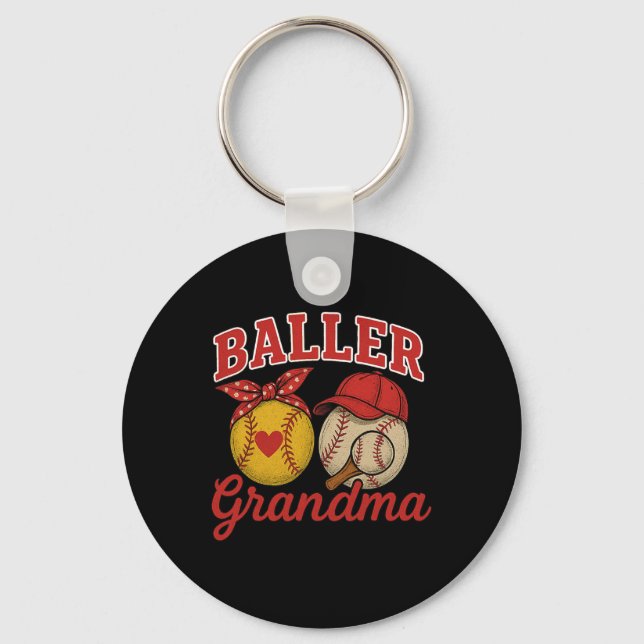 Softball och Baseball Älskare Grandma Perfekt Mor Nyckelring (Framsida)