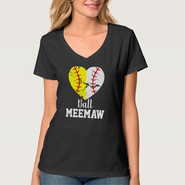 Softball och Baseball Meemaw Shirt T (Framsida)