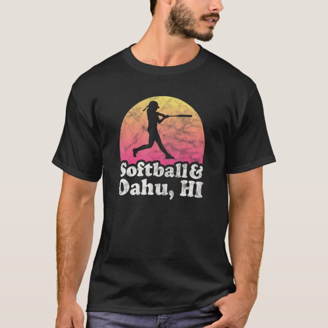 Softball och Oahu Hi Women eller Girls Hawaii T Shirt (Framsida)