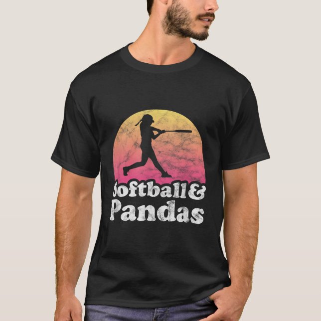 Softball och pandor eller panda t shirt (Framsida)
