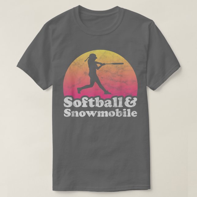 Softball och snömobilkvinnor eller flickor t shirt (Design framsida)