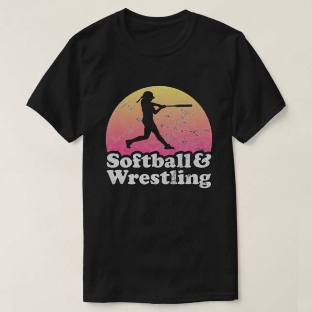 Softball och Wrestling Women eller Girls Wrestler T Shirt (Design framsida)