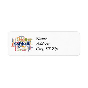 Softball Ord Cloud Returadress Etikett