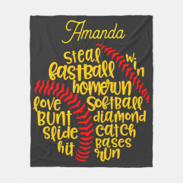 Softball Ord Roligt Monogram Fleecefilt