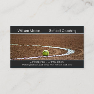 Softball på en visitkort för softballfältfoto