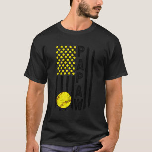Softball Papaw Grandpa US Flagga Softball Player P T Shirt