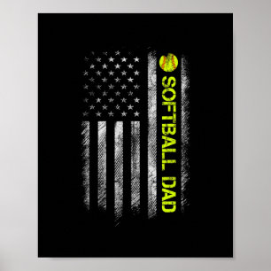 Softball Pappa American Flagga Softball Poster
