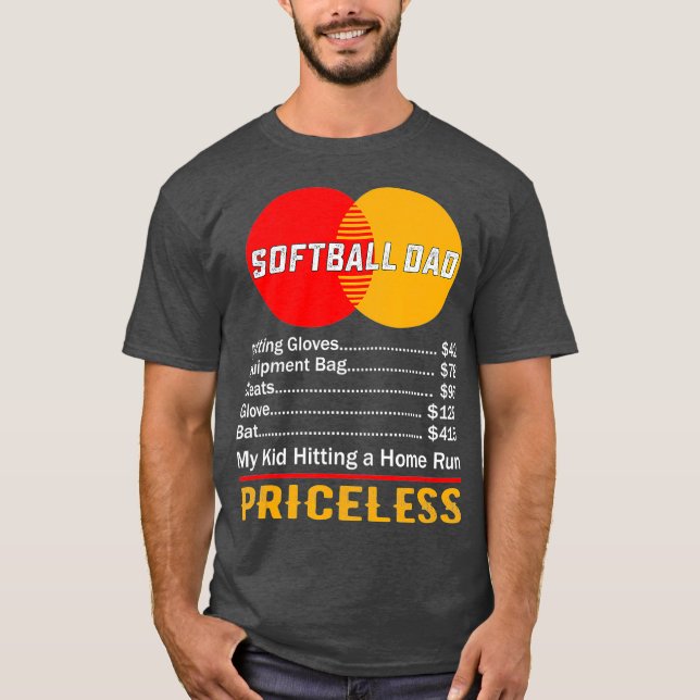 Softball Pappa Min Kid Hissar en Springa i hemmet T Shirt (Framsida)