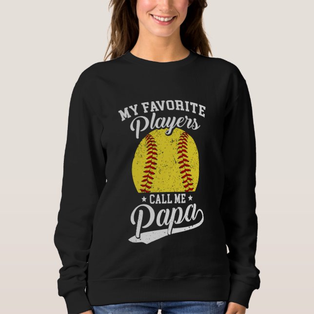 Softball Pappa Mina favoritspelare i softball ring T Shirt (Framsida)