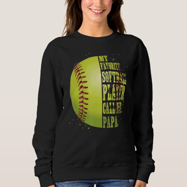 Softball Pappa My Favorite Softball Player ringer  T Shirt (Framsida)