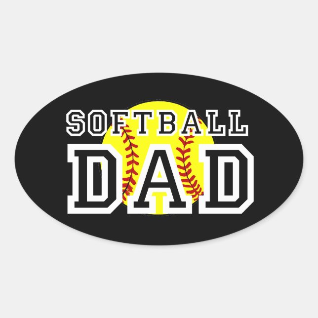 Softball Pappa Ovalt Klistermärke (Framsida)