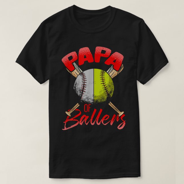 Softball Pappa Pitcher Man Baseball Fladdermus Mak T Shirt (Design framsida)