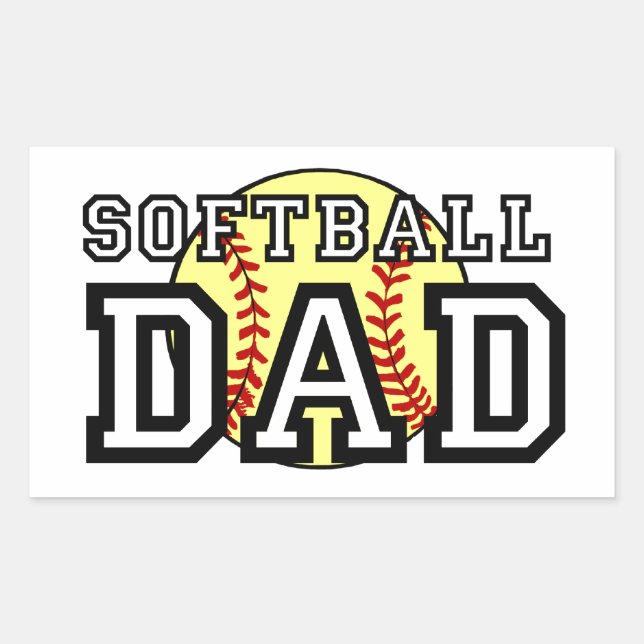 Softball Pappa Rektangulärt Klistermärke (Framsida)