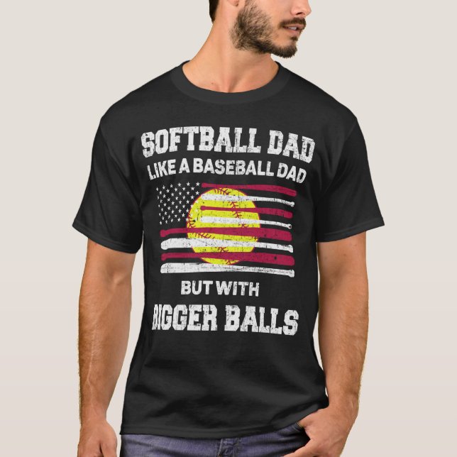 Softball Pappa som en baseboll pappa med större Bo T Shirt (Framsida)