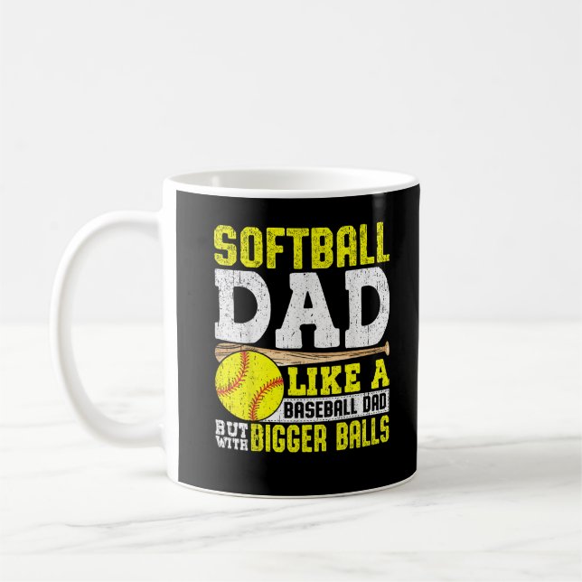 Softball Pappa som en baskon med större Bollar Kaffemugg (Vänster)