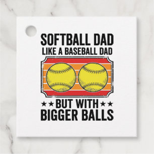 Softball Pappa Större Bollar Vintage Graverad Tröj Gåvor Etiketter