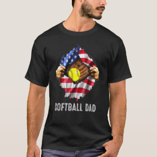 Softball Pappa Toppen Hero American US Flagga D T Shirt