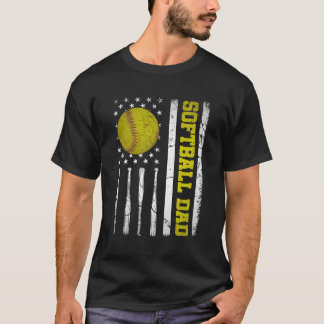Softball Pappa USA Amerika Flagga Pappa för Fars d T Shirt