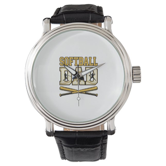 Softball Pappa Vintage Gravyr Fladder Grafik_1 Armbandsur (Framsida)