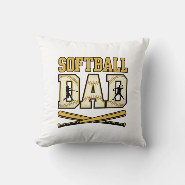 Softball Pappa Vintage Gravyr Fladder Grafik_1 Kudde (Framsida)