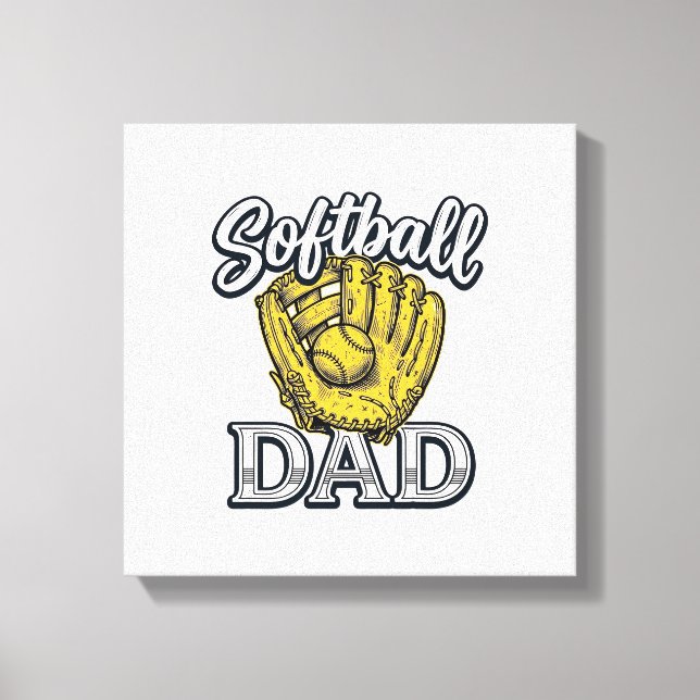 Softball Pappa Vintage Handske Tröja Design_1 Canvastryck (Framsida)