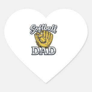Softball Pappa Vintage Handske Tröja Design_1 Hjärtformat Klistermärke