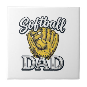 Softball Pappa Vintage Handske Tröja Design_1 Kakelplatta
