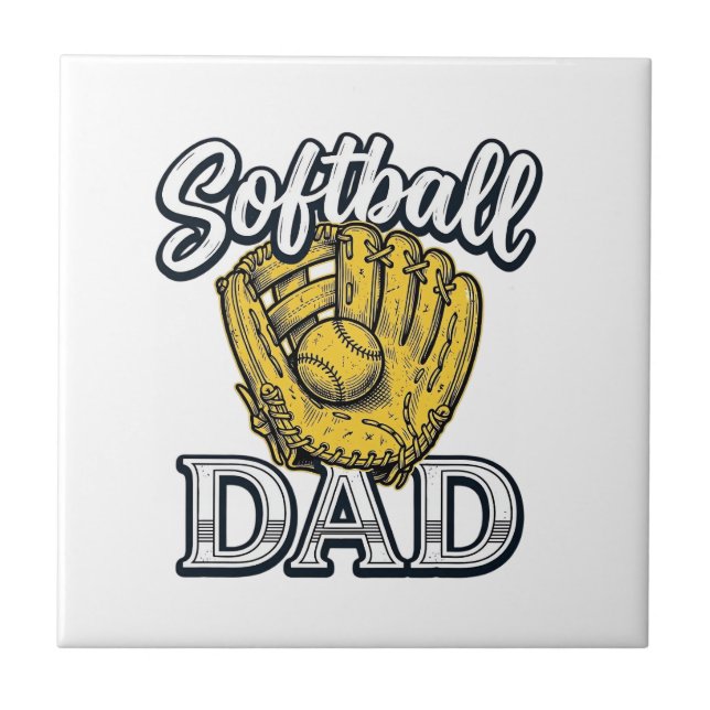 Softball Pappa Vintage Handske Tröja Design_1 Kakelplatta (Framsidan)