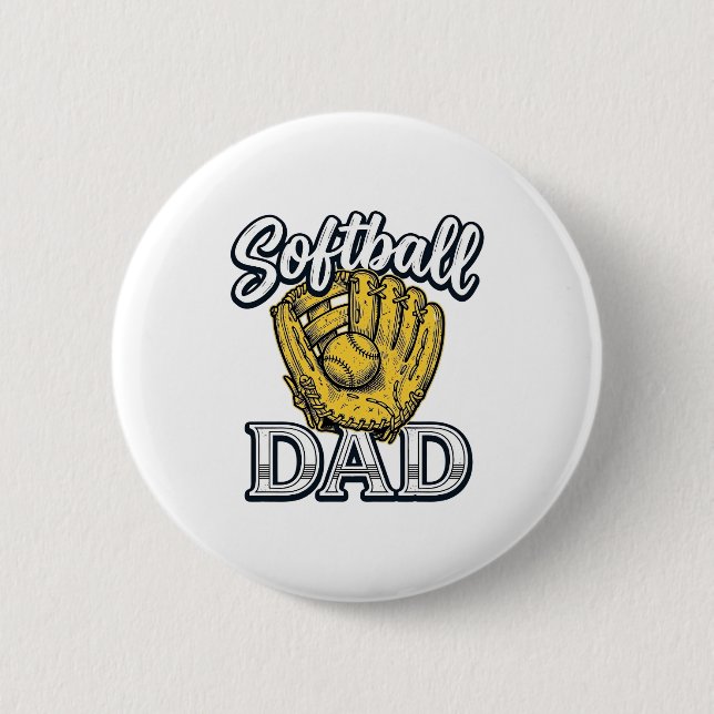 Softball Pappa Vintage Handske Tröja Design_1 Knapp (Framsida)