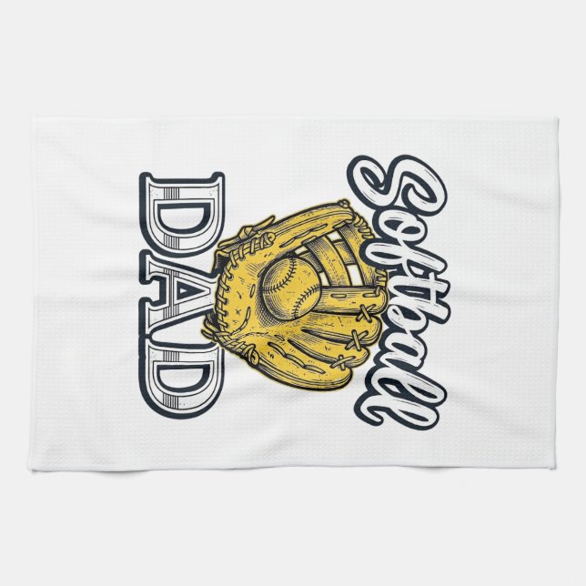 Softball Pappa Vintage Handske Tröja Design_1 Kökshandduk (Horisontell)
