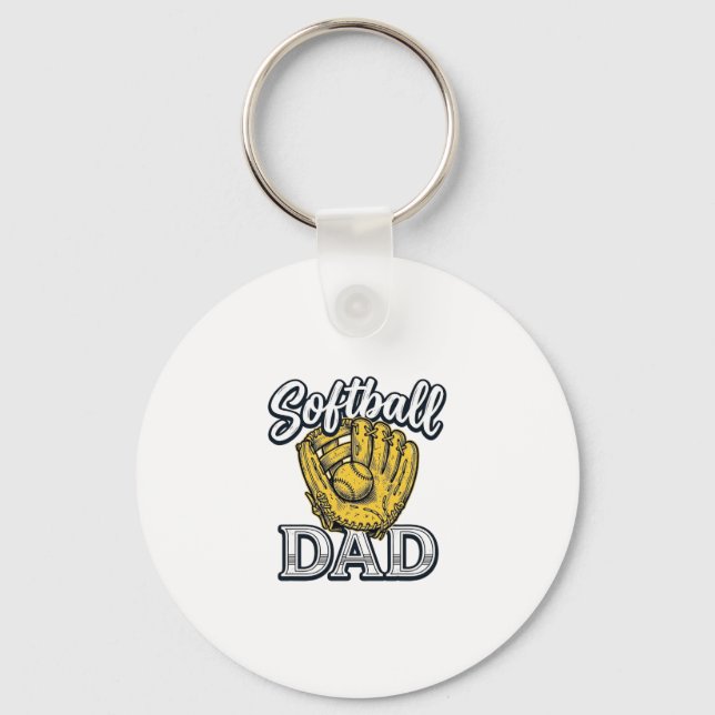 Softball Pappa Vintage Handske Tröja Design_1 Nyckelring (Framsida)