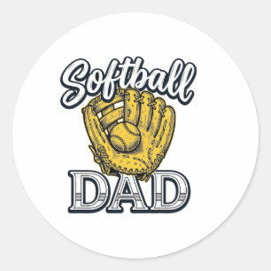 Softball Pappa Vintage Handske Tröja Design_1 Runt Klistermärke
