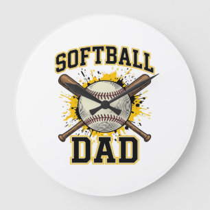Softball Pappa Vintage Varsity Korsade Slagbatsdes Stor Klocka