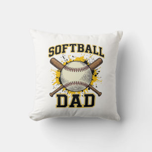 Softball Pappa Vintage Varsity Korslagda Slagträn  Kudde