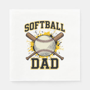 Softball Pappa Vintage Varsity Korslagda Slagträn  Pappersservett