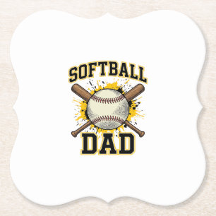Softball Pappa Vintage Varsity Korslagda Slagträn  Underlägg Papper