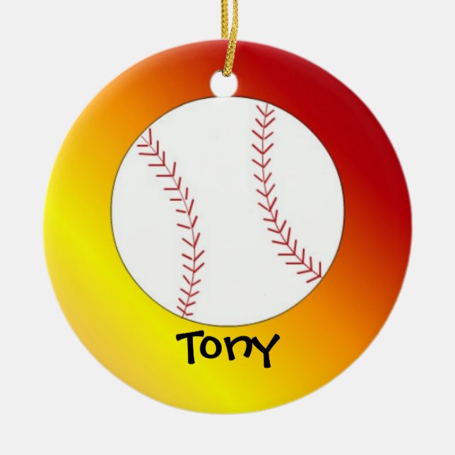 Softball personalize med Namn Julgransprydnad Keramik (Framsidan)