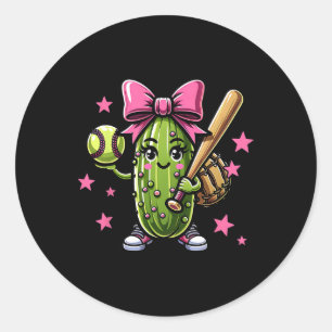 Softball Pickle idrottar med Rosa Bo-bollboll Runt Klistermärke