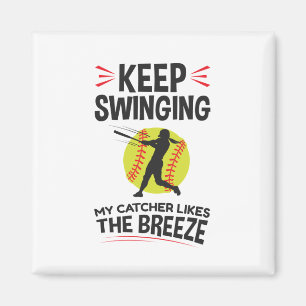 Softball Pitcher Funny Behålla Swinging Breeze Magnet