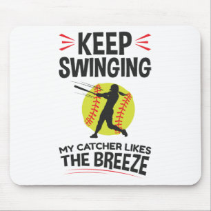 Softball Pitcher Funny Behålla Swinging Breeze Musmatta