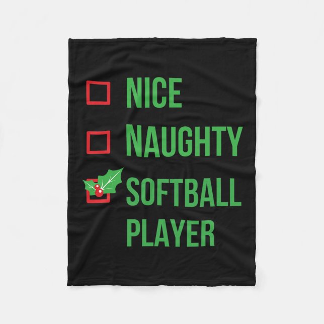 Softball Player Funny Pajama-julklapp Fleecefilt (Framsidan)