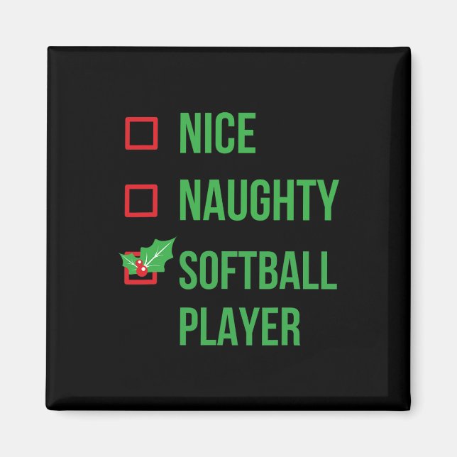 Softball Player Funny Pajama-julklapp Magnet (Framsidan)