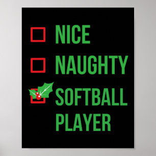 Softball Player Funny Pajama-julklapp Poster