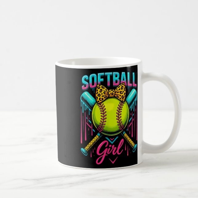Softball Player Girl Ice Cream Softball Drift Kaffemugg (Höger)