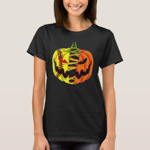 Softball Player Halloween Pumpkin Manar Boys Girls T Shirt