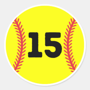 Softball Player Jersey Favorite nummer 15 Runt Klistermärke